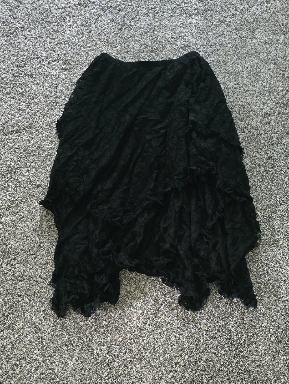 Bluivy Black Crinkled Asymmetric Midi Skirt